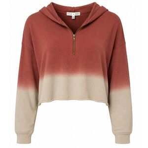 Fitz + Eddi XL Ombre Cropped Hoodie Pullover Pink Cream Half Zip Top